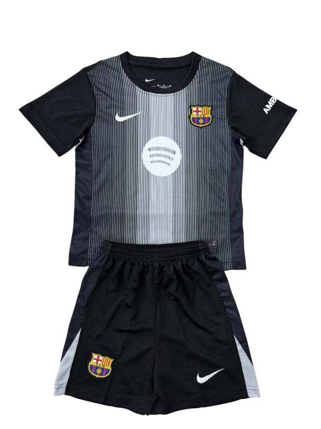 Barcelona Portero Preta 25/26 Mini Conjunto para Niños