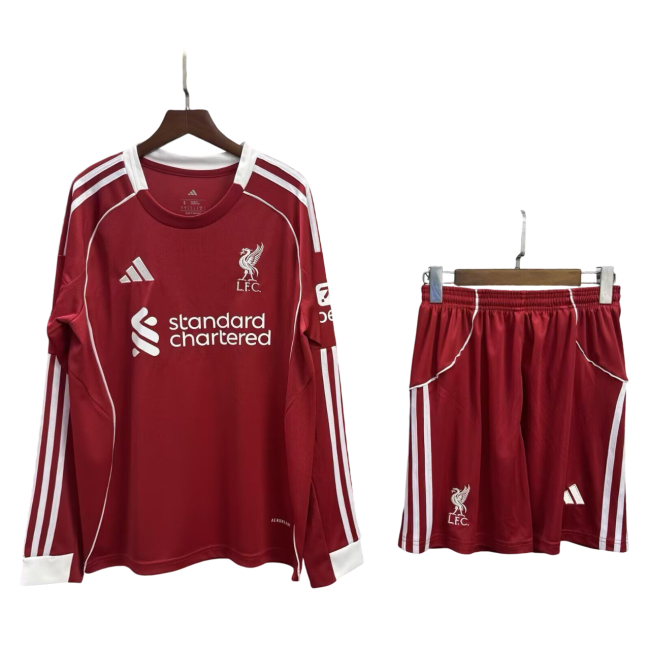 Liverpool Home Manga Longa 25/26 Mini Conjunto para Niños