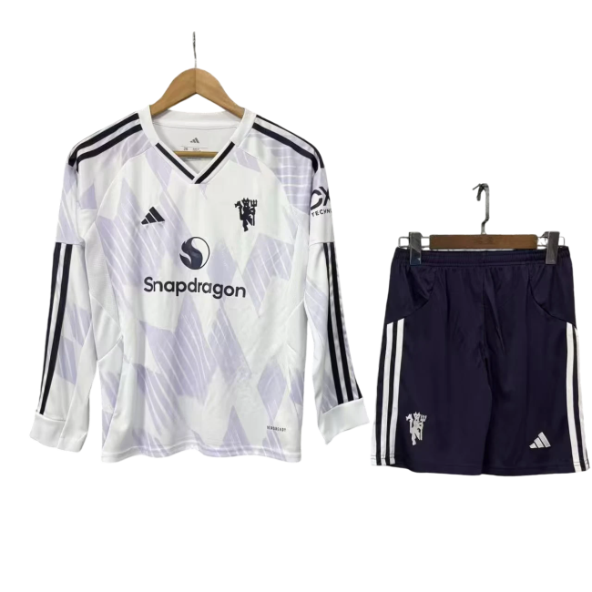 Manchester United Away Manga Longa 25/26 Mini Conjunto para Niños