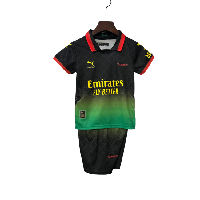 Milan Especial Preta 25/26 Mini Conjunto para Niños