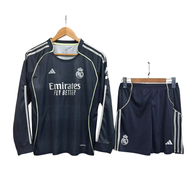 Real Madrid Away Manga Longa 25/26 Mini Conjunto para Niños